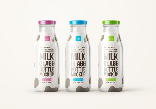 Glossy Milk Bottle Mockup for Product Packaging and Brand Identity