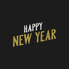 Happy new year typography sign. Vector Lettering Composition. Holiday design for greeting card.