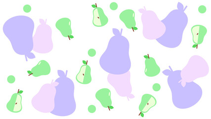 洋ナシがランダムに配置された背景素材