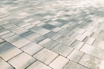 gray color paving slabs in the city, pedestrian street