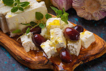 Greek feta cheese with olives