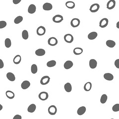 Doodle dots seamless pattern. Hand drawn circles background. Monochrome texture.