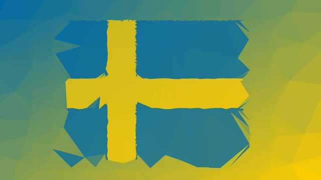 Sweden Flag ISO:SE Appearing Techno Tessellated Looping Moving Polygons