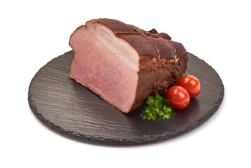 Smoked Pork meat, isolated on white background