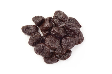 Prunes, close-up, isolated on white background