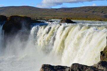 waterfall Godafoss Goðafoss  Akureyri Northern Iceland river Skjálfandafljót   
