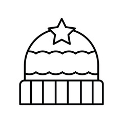 star on top Beanie hat line icon