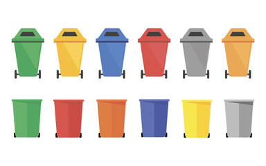 Separation of waste. Separation of waste into garbage cans. Modern illustration.