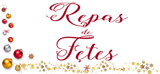 repas de fêtes bannière boules