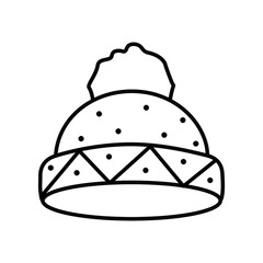 Snowball pompom Beanie hat line icon
