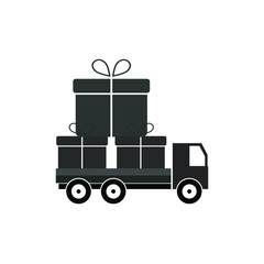 delivery service, truck with gifts, vector illustration
