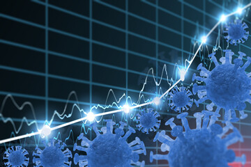 Graph Coronavirus Cells 3D Illustration