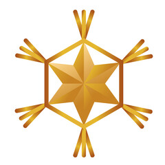 happy merry christmas golden snowflake decorative