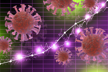 Graph Coronavirus Cells 3D Illustration