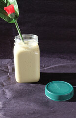 vegan smothie with textured black background