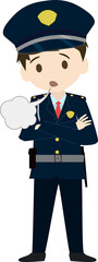 ため息をする可愛い警備員のイラスト