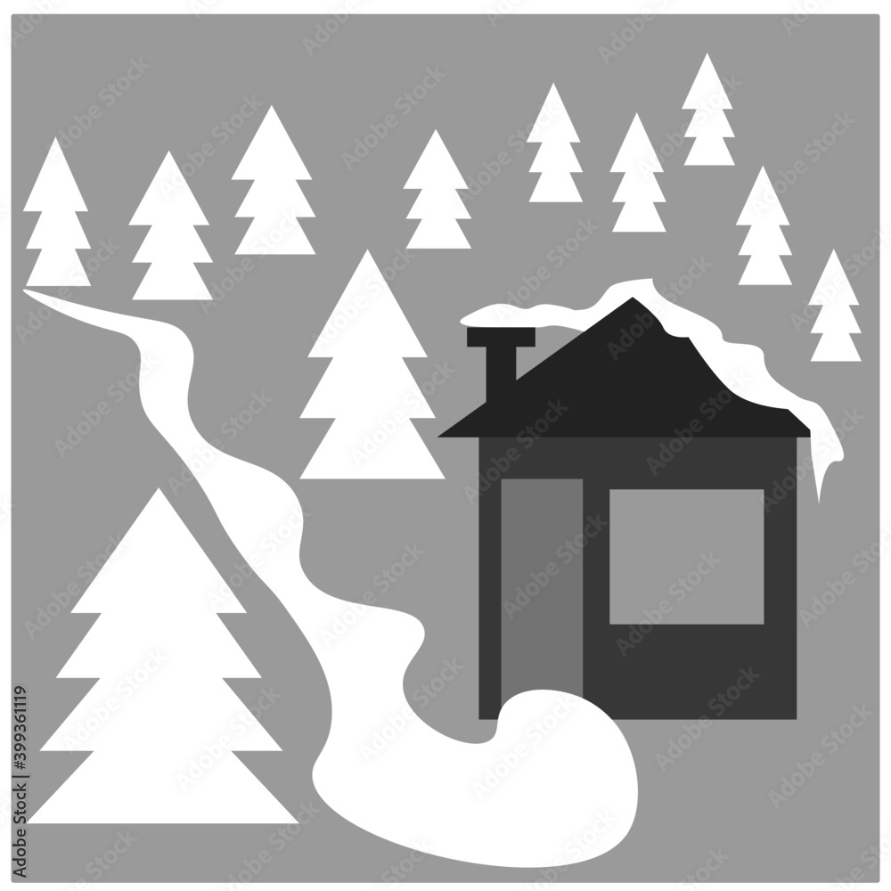 Wall mural winter house New year Christmas and new year's holidays illustrations, graphics, winter illustration, print illustration, printing for Cup, printing for sweatshirts printing for bags-shopper, print fo