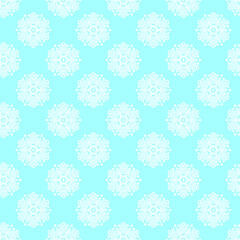 Snowflake seamless pattern. Vector Christmas winter background. Frosty blue and white color theme