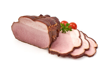 Smoked Pork meat, isolated on white background
