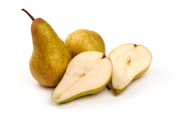 Fresh pears, close-up, isolated on white background