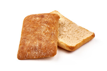 Wheat flour bread, isolated on white background