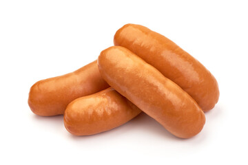 Boiled pork sausages, isolated on white background