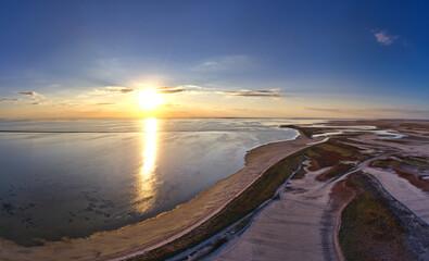 The edge of the sea in the evening sun