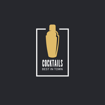 Cocktails shaker logo on black object background