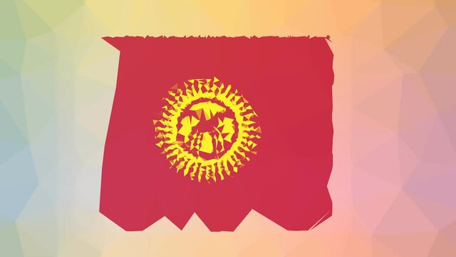 Kyrgyzstan Flag ISO:KG fade strange tessellation looping moving triangles