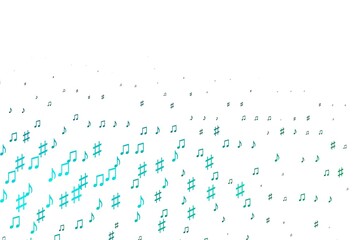 Light Blue, Green vector texture with musical notes.