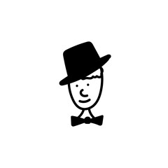 head of man with bow tie doodle style.