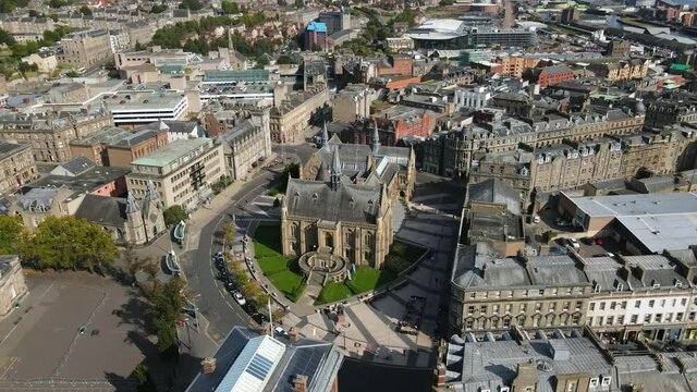 Fly over museum in Dundee Scotland
