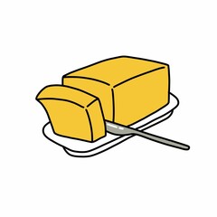 butter doodle icon, vector color cute illustration