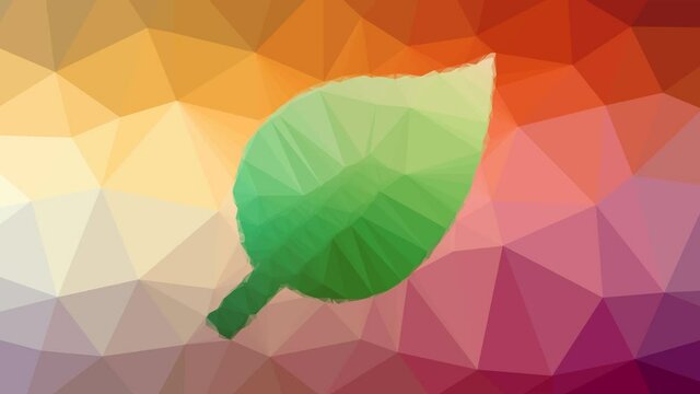 leaf nature green tree appearing technological tessellated looping animated triangles