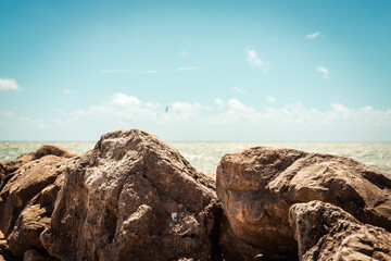 Rocks and sky  during summer on a British coastline