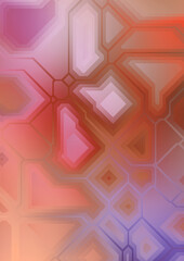 Layers of colorful and vibrant geometrical shapes. Digital illustration of a tech layout. Futuristic design template.