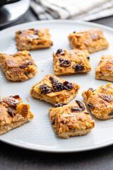 Crunchy cereal cookies with nuts and raisins
