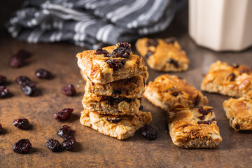 Crunchy cereal cookies with nuts and raisins