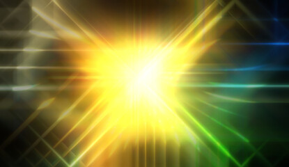 Fototapeta premium Glowing colorful light flare. Vibrant energy background. Rays of light with ethereal glow. Beautiful wallpaper.