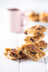 Crunchy cereal cookies with nuts and raisins