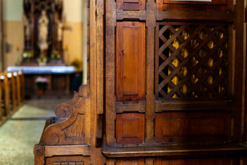 wooden confessional in the church