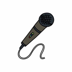 microphone doodle icon, vector color cute illustration