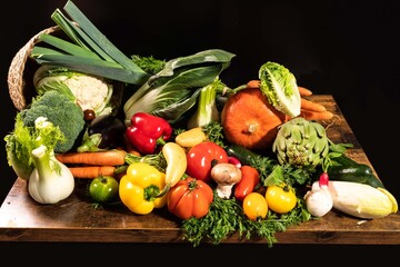 vegetables on a table