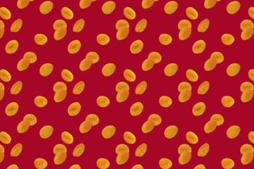 Pattern of fresh fruit isolated on creative colored texture