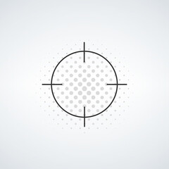 Target icon, sight sniper symbol with dotted halftone back, Crosshair and aim vector illustration stylish for web design
