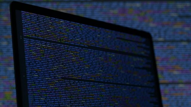 Real CSS code. Front end web development. CSS code on laptop screen. Web design concept.