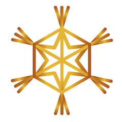 happy merry christmas golden snowflake decorative isolated icon