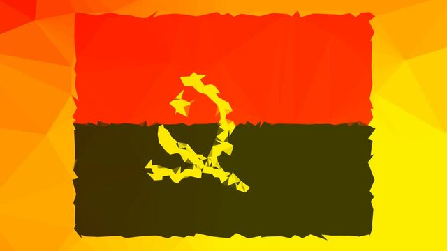 Angola Flag ISO:AO appearing technological tessellating looping animated polygons