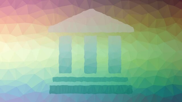 building bank temple columns dissolving techno tessellation looping pulsing polygons