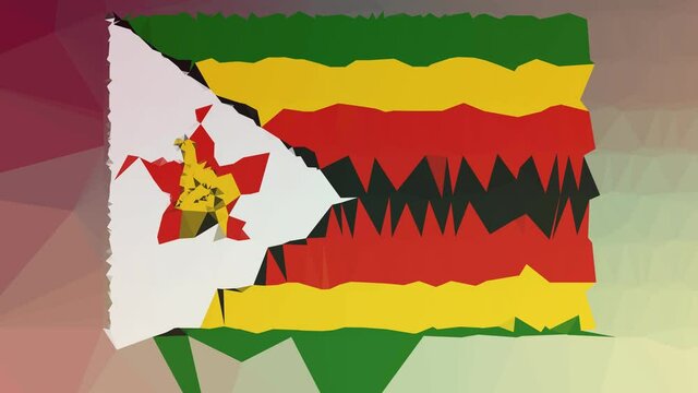 Zimbabwe Flag ISO:ZW fade techno tessellation looping animated triangles